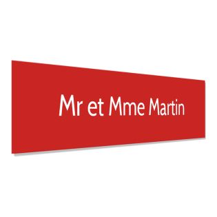 Plaque adhésive interphone personnalisée - Étiquette plastique bi-couche rouge lettres blanches - Gravure laser durable - 60x15 