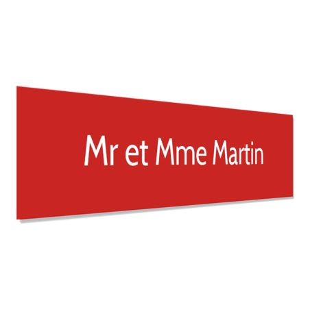 Plaque adhésive interphone personnalisée - Étiquette plastique bi-couche rouge lettres blanches - Gravure laser durable - 60x15 