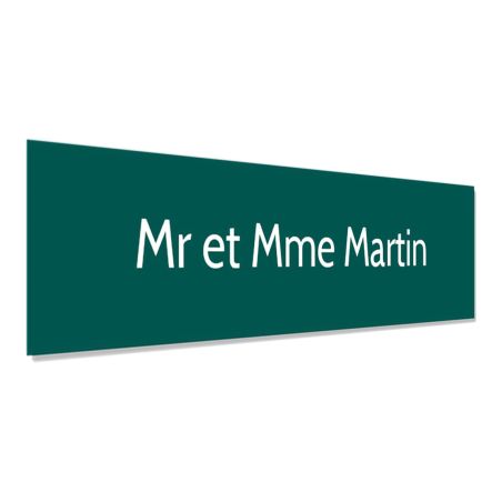 Plaque adhésive interphone personnalisée - Étiquette PVC vert foncé lettres blanches - Gravure laser durable - 60x15 mm, épaisse