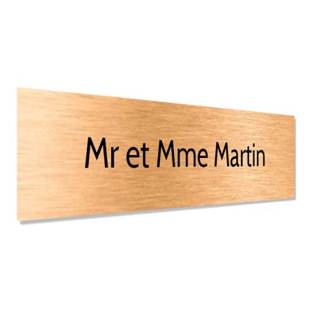 Plaque adhésive interphone personnalisée - Étiquette plastique bi-couche couleur cuivre lettres noires - Gravure laser durable -