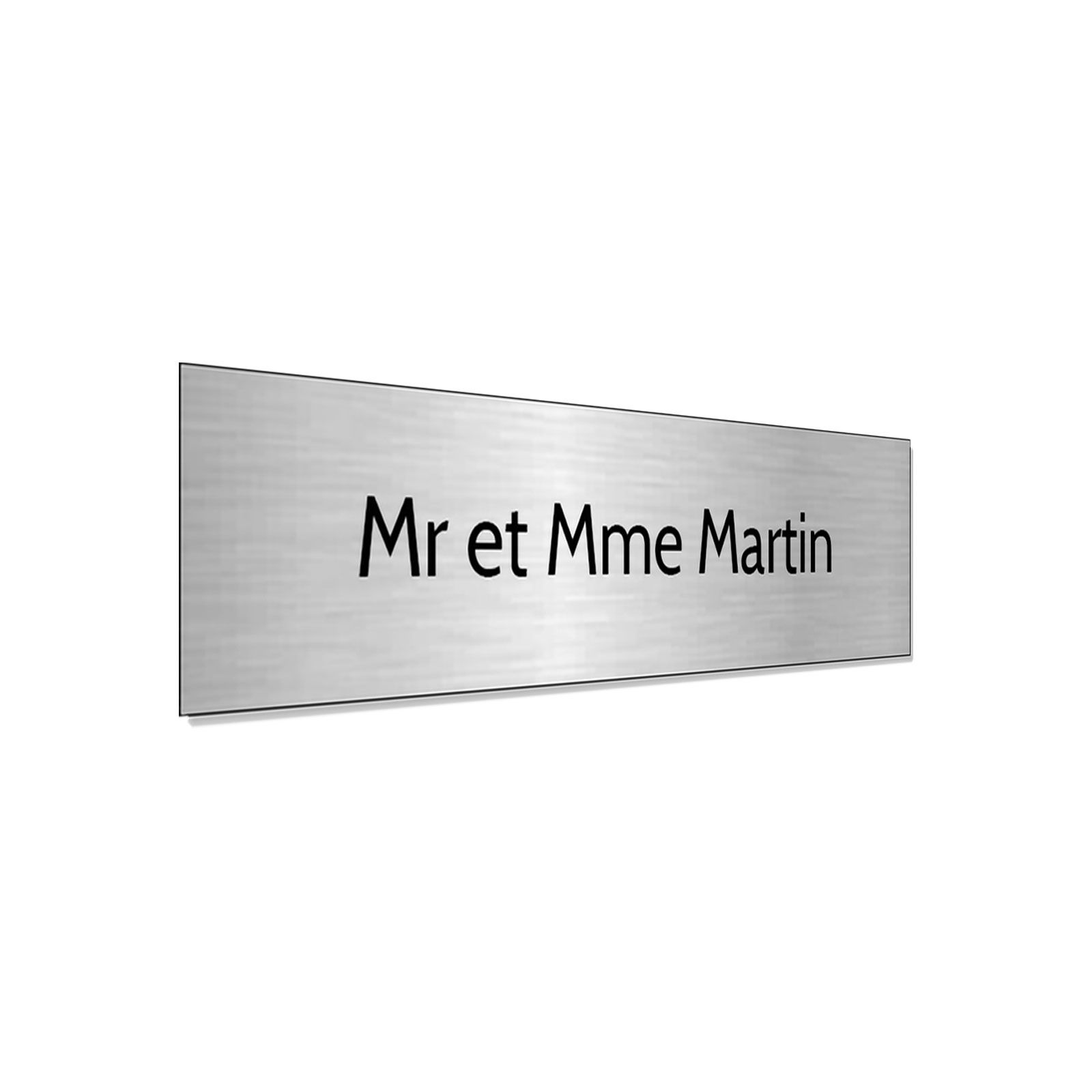 Plaque adhésive interphone personnalisée - Étiquette PVC argent brossé lettres noires - Gravure laser durable - 60x15 mm, épaiss