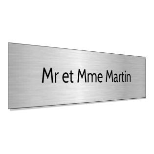 Plaque adhésive interphone personnalisée - Étiquette PVC argent brossé lettres noires - Gravure laser durable - 60x15 mm, épaiss