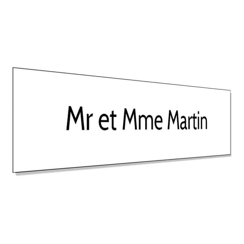 Plaque adhésive interphone personnalisée - Étiquette plastique bi-couche blanche lettres noires - Gravure laser durable - 60x15 Plaque adhésive interphone personnalisée - Étiquette plastique bi-couche blanche lettres noires - Gravure laser durable - 60x15