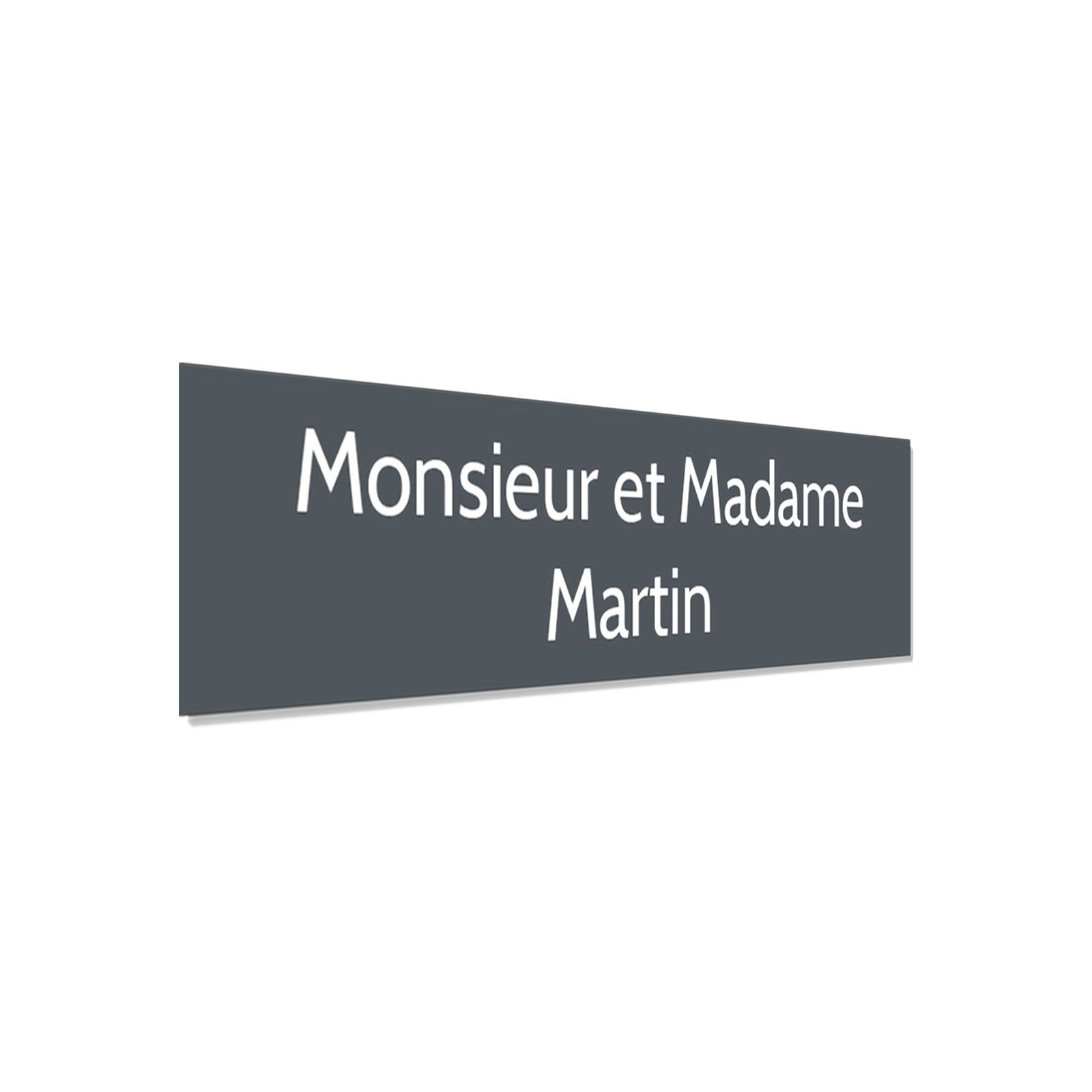 Plaque adhésive interphone personnalisée - Étiquette plastique bi-couche grise lettres blanches - Gravure laser durable - 60x15 