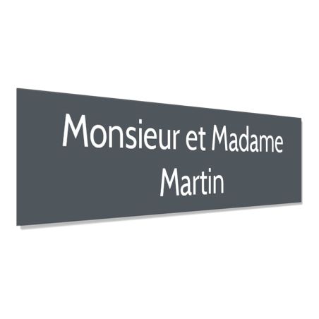 Plaque adhésive interphone personnalisée - Étiquette plastique bi-couche grise lettres blanches - Gravure laser durable - 60x15 