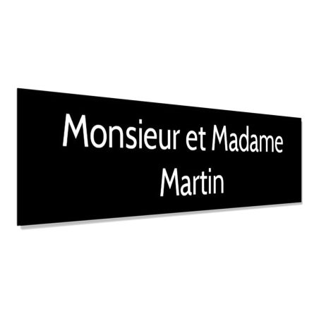 Plaque adhésive interphone personnalisée - Étiquette plastique bi-couche noire lettres blanches - Gravure laser durable - 60x15 