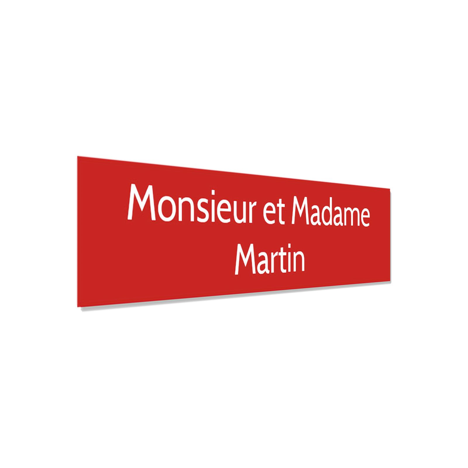 Plaque adhésive interphone personnalisée - plastique bi-couche rouge lettres blanches - Gravure laser durable - 60x15 mm, épaiss