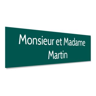 Plaque adhésive interphone personnalisée - Étiquette plastique bi-couche vert foncé lettres blanches - Gravure laser durable - 6