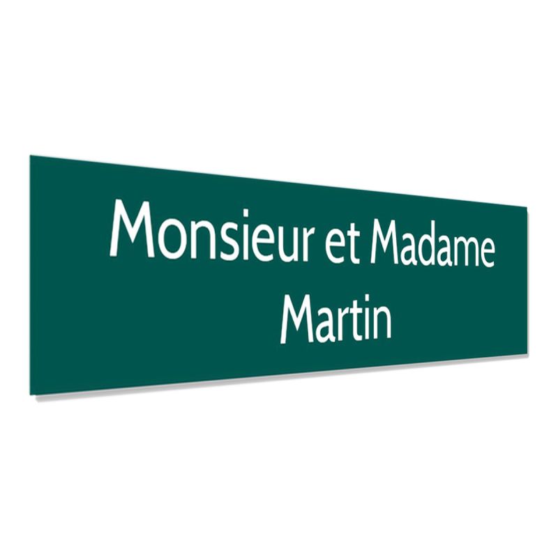 Plaque adhésive interphone personnalisée - Étiquette plastique bi-couche vert foncé lettres blanches - Gravure laser durable - 6 Plaque adhésive interphone personnalisée - Étiquette plastique bi-couche vert foncé lettres blanches - Gravure laser durable - 6