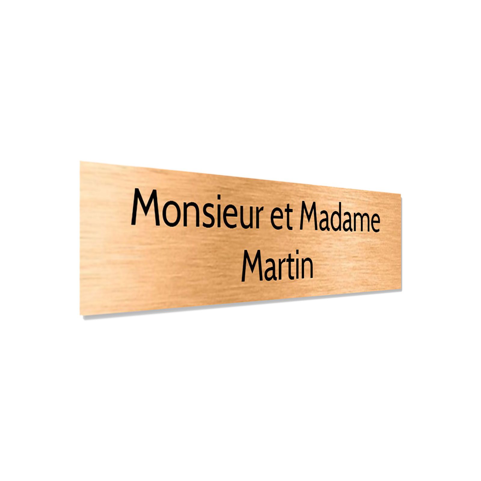 Plaque adhésive interphone personnalisée - Étiquette plastique bi-couche couleur cuivre lettres noires - Gravure laser résistant