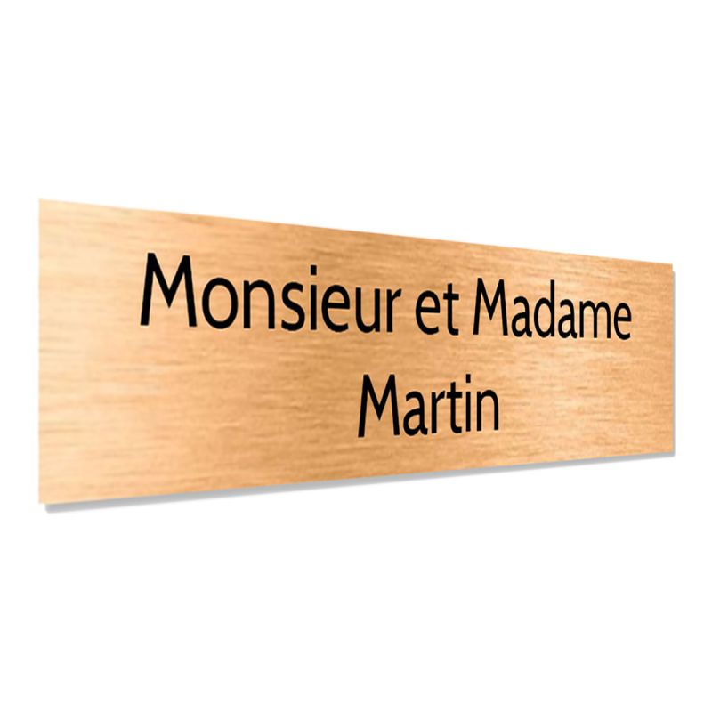 Plaque adhésive interphone personnalisée - Étiquette plastique bi-couche couleur cuivre lettres noires - Gravure laser résistant Plaque adhésive interphone personnalisée - Étiquette plastique bi-couche couleur cuivre lettres noires - Gravure laser résistant