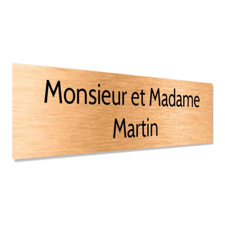 Plaque adhésive interphone personnalisée - Étiquette plastique bi-couche couleur cuivre lettres noires - Gravure laser résistant