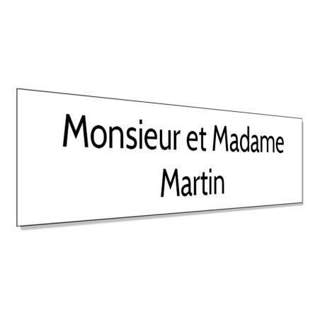 Plaque adhésive interphone personnalisée - Étiquette plastique bi-couche blanche lettres noires - Gravure laser durable - 60x15 