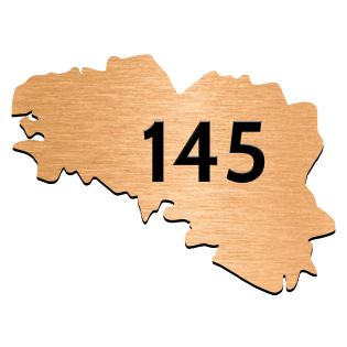 Numéro fantaisie personnalisable pour boite aux lettres couleur cuivre chiffres noirs - Modèle région Bretagne