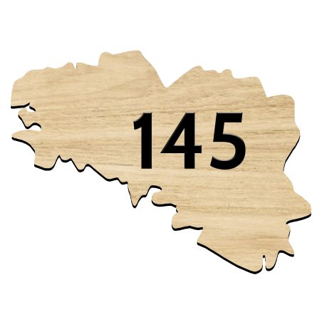 Numéro fantaisie personnalisable pour boite aux lettres couleur effet bois clair chiffres noirs - Modèle région Bretagne