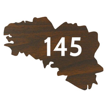 Numéro fantaisie personnalisable pour boite aux lettres couleur effet bois foncé chiffres blancs - Modèle région Bretagne