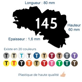 Numéro fantaisie personnalisable pour boite aux lettres couleur noir chiffres blancs - Modèle région Bretagne