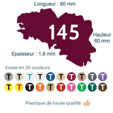 Numéro fantaisie personnalisable pour boite aux lettres couleur bordeaux chiffres blancs - Modèle région Bretagne