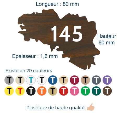 Numéro fantaisie personnalisable pour boite aux lettres couleur effet bois foncé chiffres blancs - Modèle région Bretagne