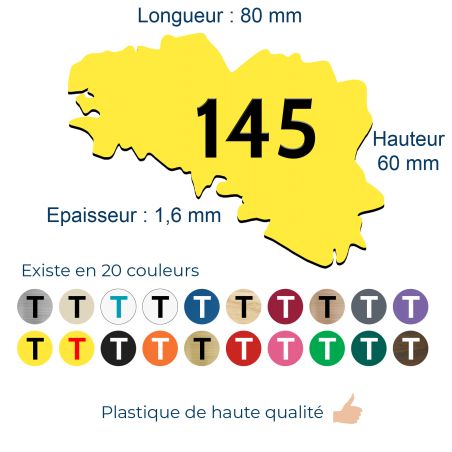 Numéro fantaisie personnalisable pour boite aux lettres couleur jaune chiffres noirs - Modèle région Bretagne
