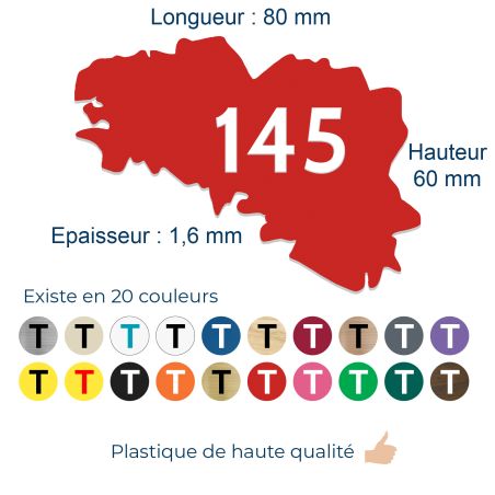 Numéro fantaisie personnalisable pour boite aux lettres couleur rouge chiffres blancs - Modèle région Bretagne