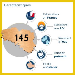 Numéro fantaisie personnalisable pour boite aux lettres couleur jaune chiffres noirs - Modèle région Bretagne