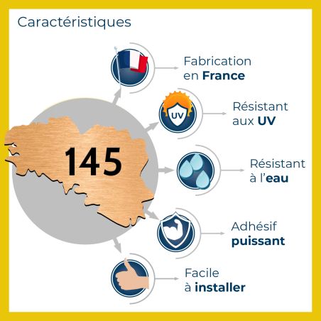 Numéro fantaisie personnalisable pour boite aux lettres couleur jaune chiffres noirs - Modèle région Bretagne