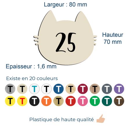 Numéro fantaisie personnalisable pour boite aux lettres couleur beige chiffres noirs - Modèle Chat
