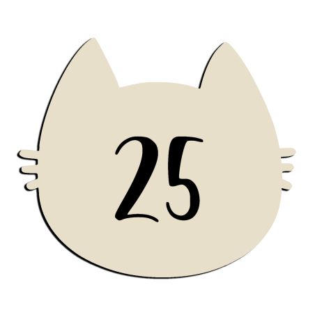 Numéro fantaisie personnalisable pour boite aux lettres couleur beige chiffres noirs - Modèle Chat