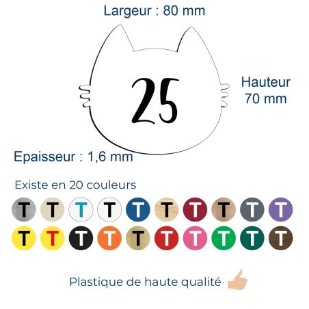 Numéro fantaisie personnalisable pour boite aux lettres couleur blanc chiffres noirs - Modèle Chat