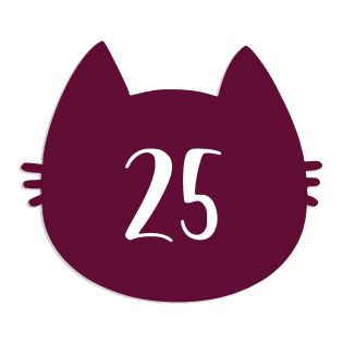 Numéro fantaisie personnalisable pour boite aux lettres couleur bordeaux chiffres blancs - Modèle Chat