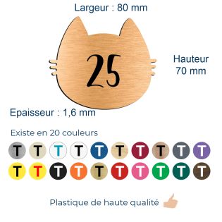 Numéro fantaisie personnalisable pour boite aux lettres couleur cuivre chiffres noirs - Modèle Chat