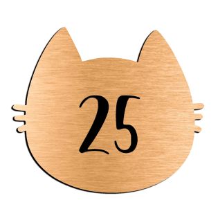 Numéro fantaisie personnalisable pour boite aux lettres couleur cuivre chiffres noirs - Modèle Chat