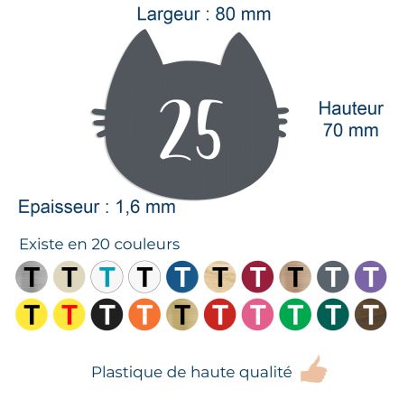Numéro fantaisie personnalisable pour boite aux lettres couleur gris chiffres blancs - Modèle Chat