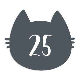 Numéro fantaisie personnalisable pour boite aux lettres couleur gris chiffres blancs - Modèle Chat