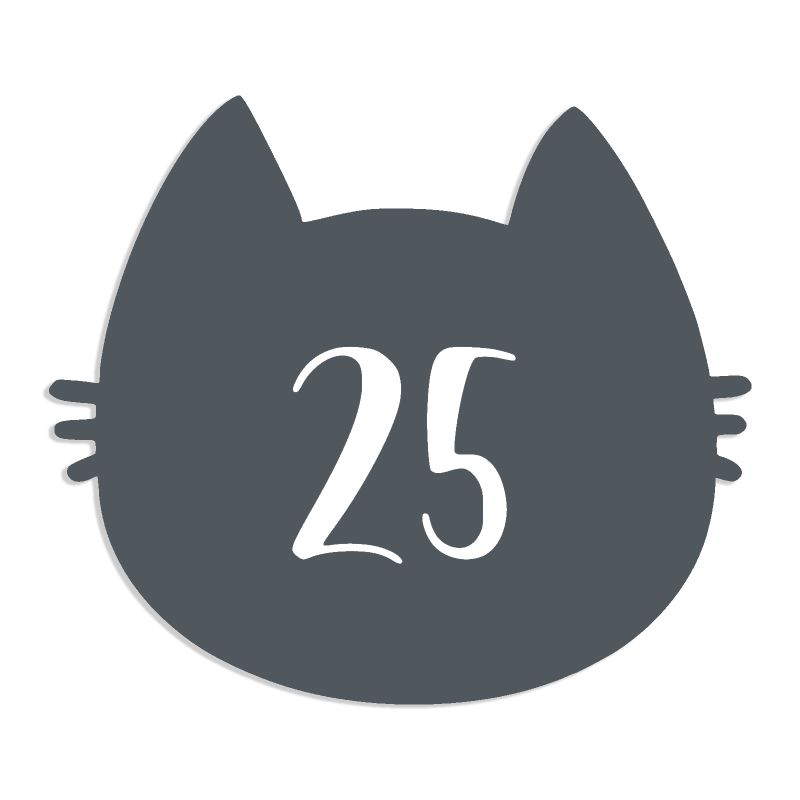 Numéro fantaisie personnalisable pour boite aux lettres couleur gris chiffres blancs - Modèle Chat Numéro fantaisie personnalisable pour boite aux lettres couleur gris chiffres blancs - Modèle Chat
