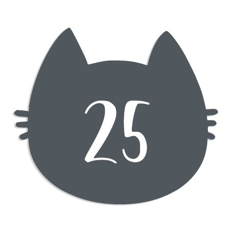 Numéro fantaisie personnalisable pour boite aux lettres couleur gris chiffres blancs - Modèle Chat