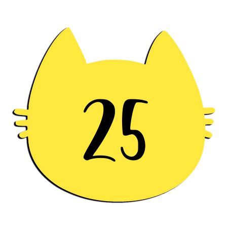 Numéro fantaisie personnalisable pour boite aux lettres couleur jaune chiffres noirs - Modèle Chat
