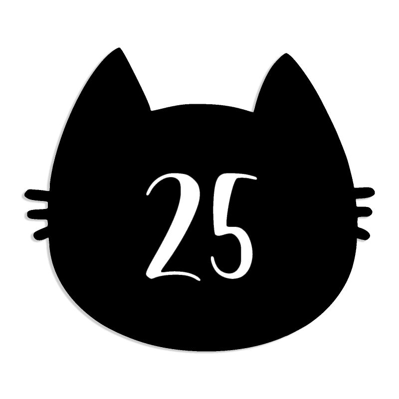Numéro fantaisie personnalisable pour boite aux lettres couleur noir chiffres blancs - Modèle Chat Numéro fantaisie personnalisable pour boite aux lettres couleur noir chiffres blancs - Modèle Chat