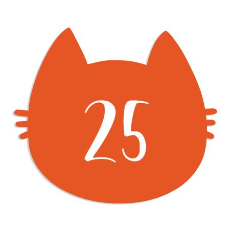 Numéro fantaisie personnalisable pour boite aux lettres couleur orange chiffres blancs - Modèle Chat