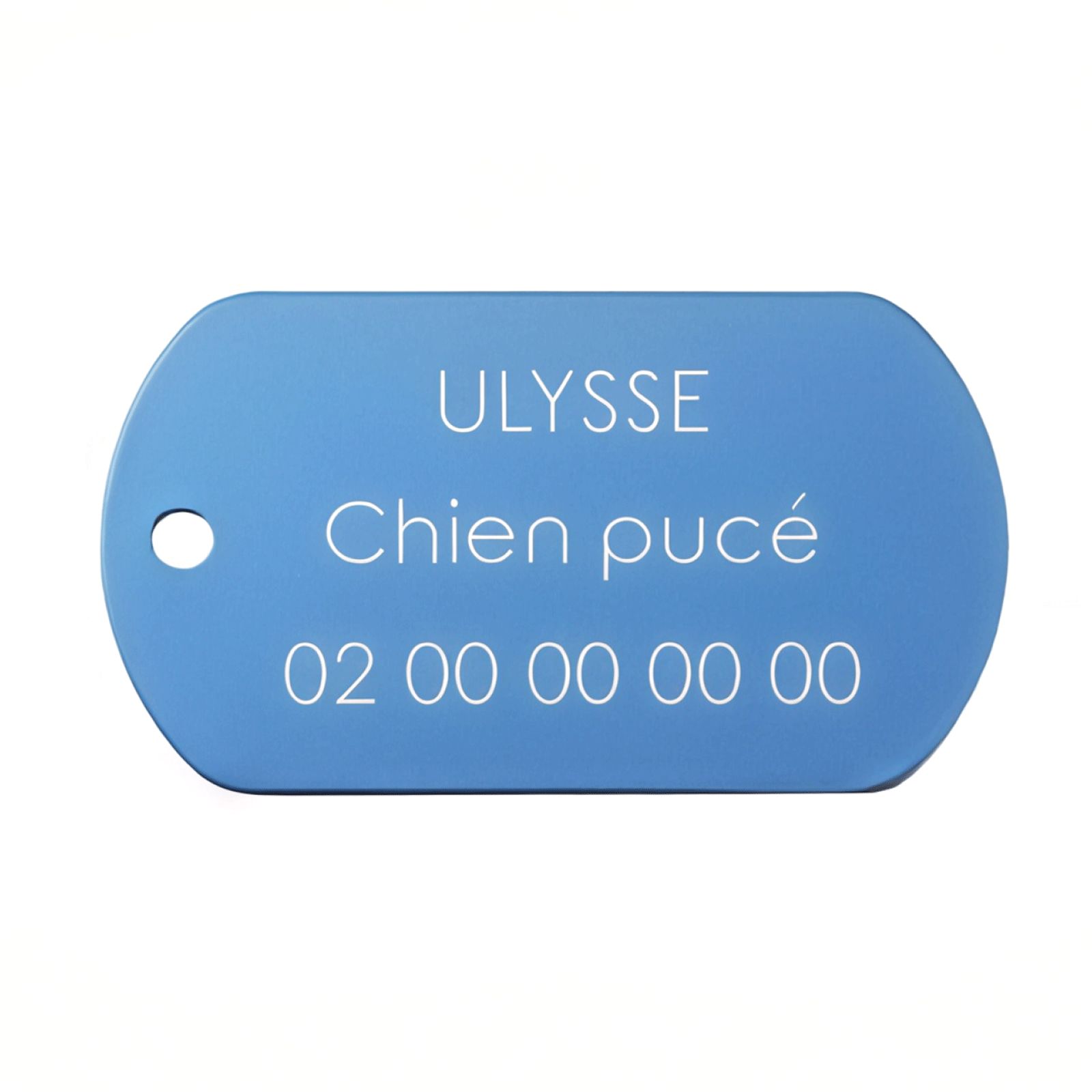 Médaille plaque militaire Bleue pour chien chat personnalisée sur 1 à 3 lignes (50 mm x 30 mm)