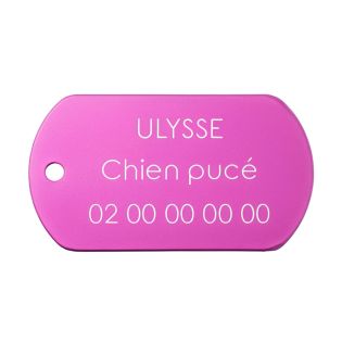 Médaille plaque militaire Rose pour chien chat personnalisée sur 1 à 3 lignes (50 mm x 30 mm)