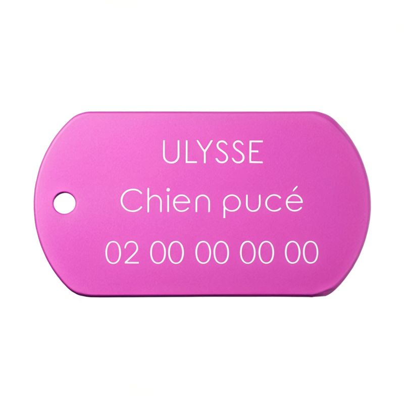 Médaille plaque militaire Rose pour chien chat personnalisée sur 1 à 3 lignes (50 mm x 30 mm) Médaille plaque militaire Rose pour chien chat personnalisée sur 1 à 3 lignes (50 mm x 30 mm)