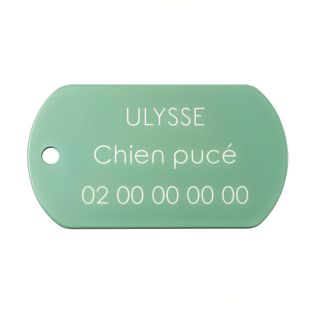 Médaille plaque militaire Verte pour chien chat personnalisée sur 1 à 3 lignes (50 mm x 30 mm)