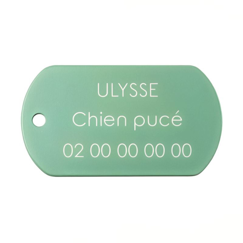 Médaille plaque militaire Verte pour chien chat personnalisée sur 1 à 3 lignes (50 mm x 30 mm) Médaille plaque militaire Verte pour chien chat personnalisée sur 1 à 3 lignes (50 mm x 30 mm)