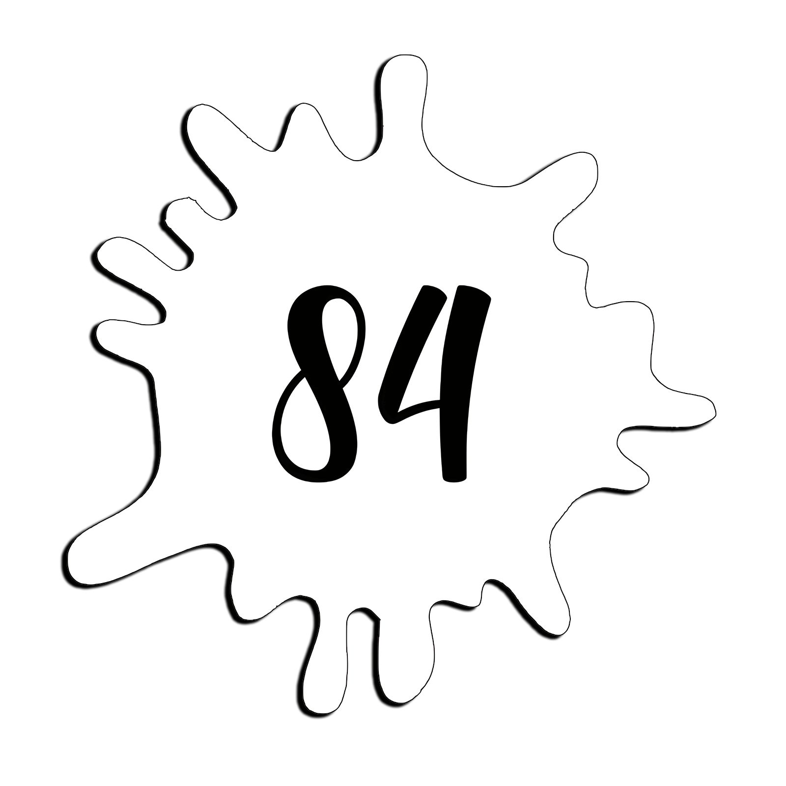 Numéro fantaisie personnalisable pour boite aux lettres couleur blanc chiffres noirs - Modèle Splash