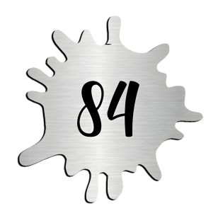 Numéro fantaisie personnalisable pour boite aux lettres couleur argent brossé chiffres noirs - Modèle Splash