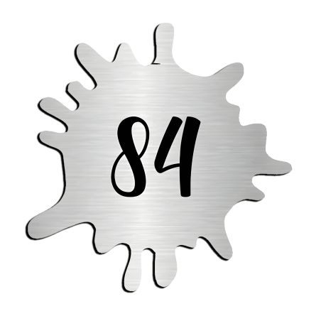 Numéro fantaisie personnalisable pour boite aux lettres couleur argent brossé chiffres noirs - Modèle Splash
