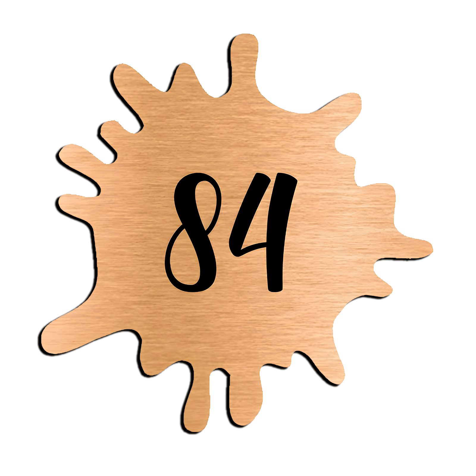 Numéro fantaisie personnalisable pour boite aux lettres couleur cuivre brossé chiffres noirs - Modèle Splash