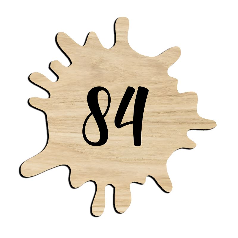 Numéro fantaisie personnalisable pour boite aux lettres couleur effet bois clair chiffres noirs - Modèle Splash Numéro fantaisie personnalisable pour boite aux lettres couleur effet bois clair chiffres noirs - Modèle Splash